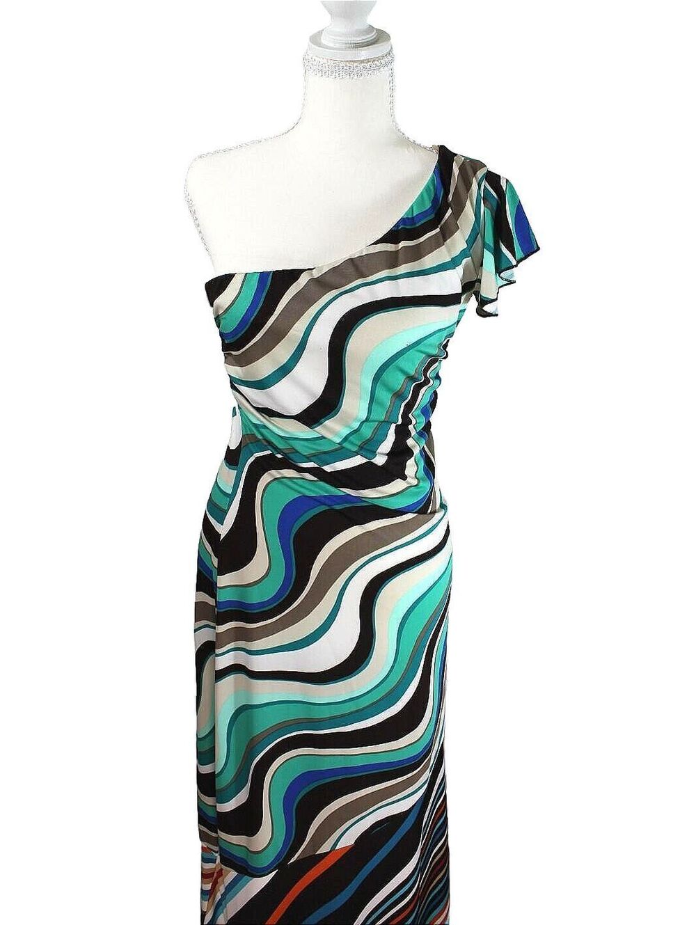 Rare Archival Y2K Xscape by Joanna Chen Asymmetric Swirl Maxi Dress M